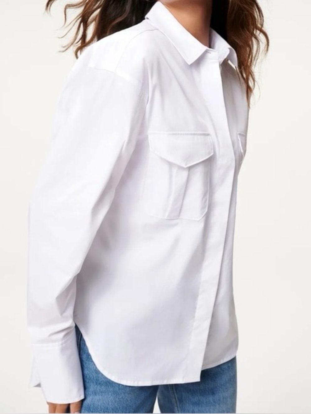 Good American The Good Shirt White Oversized Button Down Top Size 1 Small